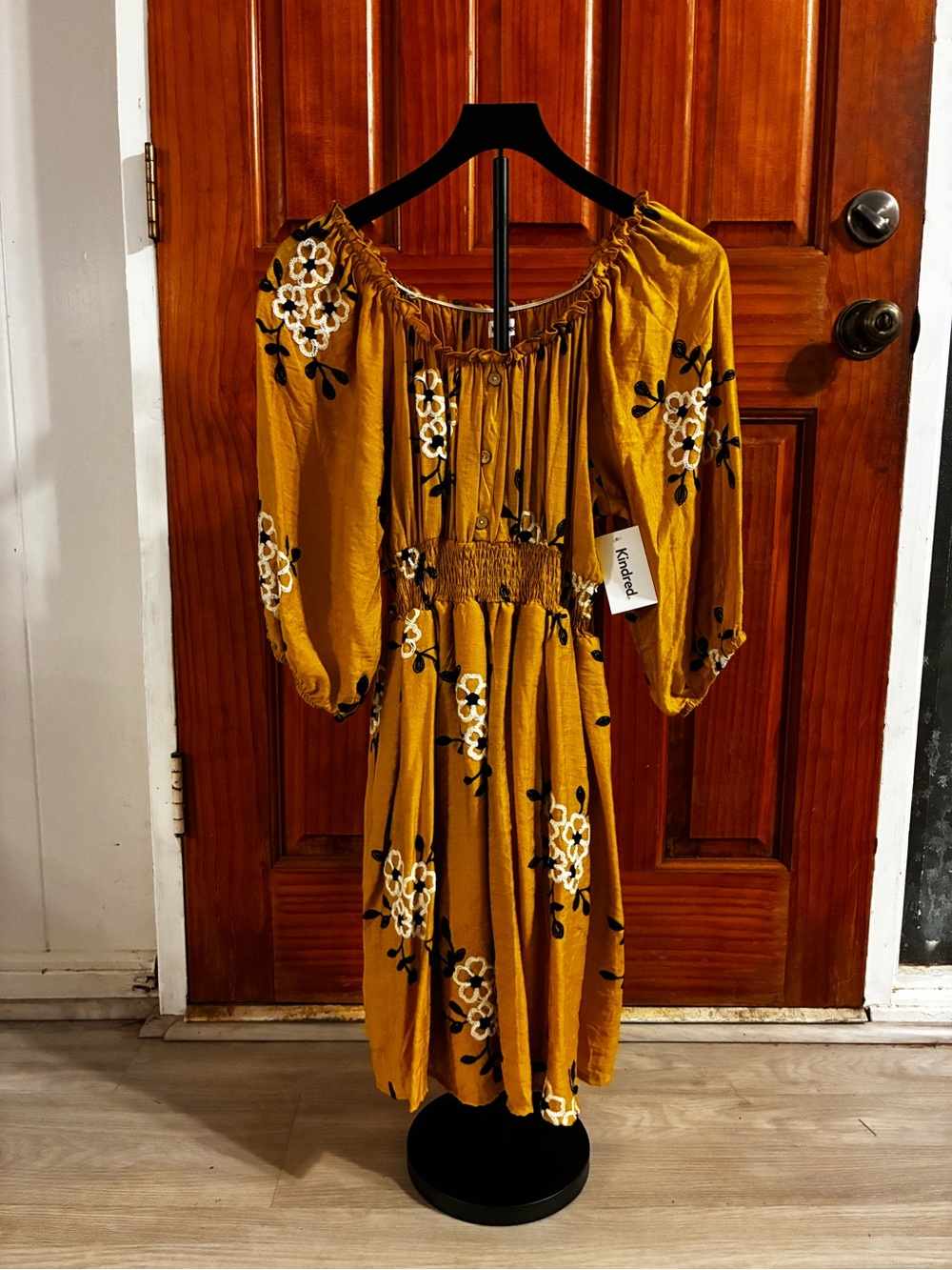 NWT Anthropology Kindred mustard yellow peasant boho midi dress lined